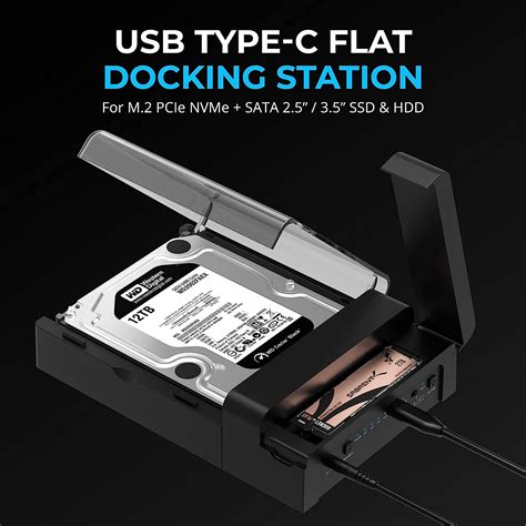 Sabrent USB Type C Lay Flat Docking Station For M 2 PCIe NVMe SATA 2