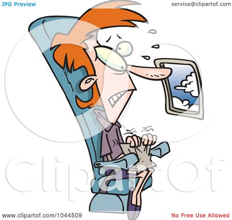 Royalty Free Rf Clip Art Illustration Of A Cartoon Female Passenger With A Fear Of Flight By