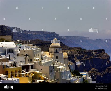 An aerial view of the buildings in the Santorini island Stock Photo - Alamy