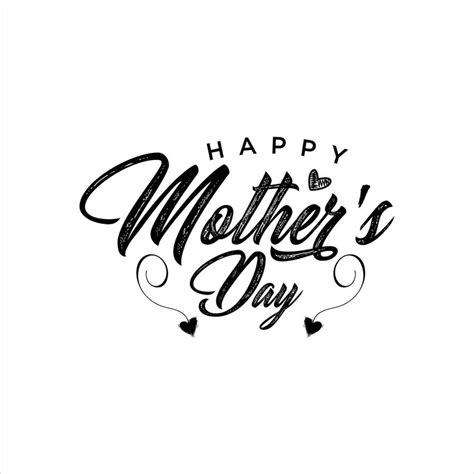 Happy Mothers Day Greeting Card Black Calligraphy Inscription Vector