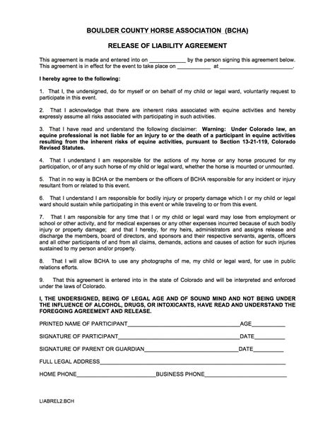 Liability Waiver Forms Free Printable Documents