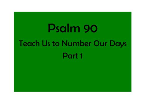 Psalm 90 Part 1 - Logos Sermons