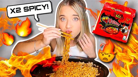 Spicy Noodle Challenge 2x Spicy Double Hot Sauce Youtube