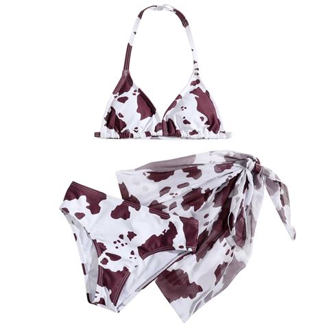 ASFGIMUJ Girls Swimsuit Piece Cow Prints Bikini Briefs Bikini Beach Swimwear Set Baby Bathing