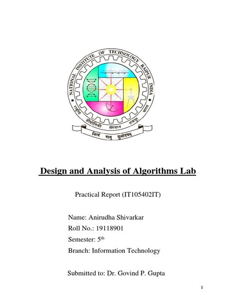 Design And Analysis Of Algorithms Lab Pdf Combinatorics Computer Programming