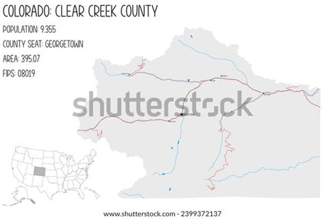 Large Detailed Map Clear Creek County Stock Vector (Royalty Free ...