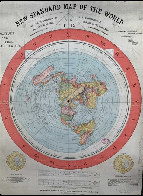 Vintage Alexander Gleason New Standard Map Of The World Flat Earth