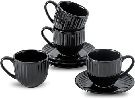 Amazon Hasense 6 Oz Cappuccino Cups With Saucers Ceramic Ribbed