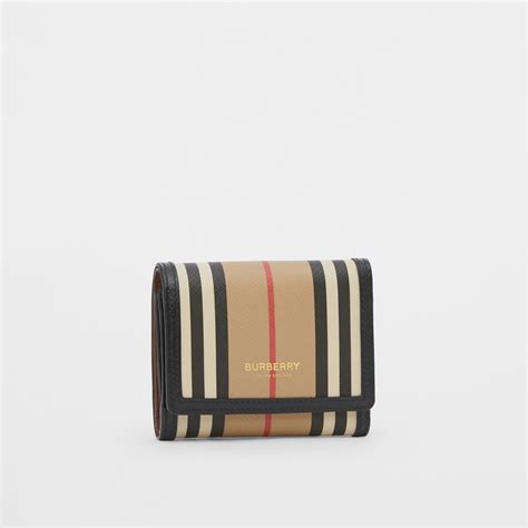 Small Icon Stripe E Canvas Folding Wallet In Archive Beige Burberry