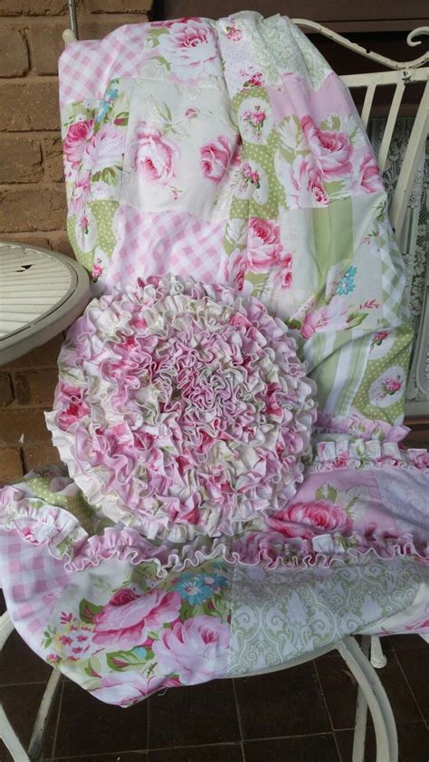 Sunshine Rose Quilt Cover And Ruffled Rose Round Cushion Made By Tots