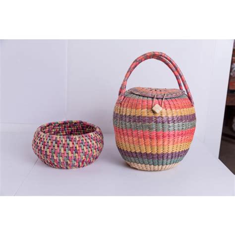 Mexican Multi Colored Woven Baskets Set Of 2 Chairish