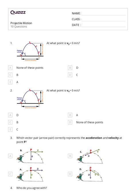 50 Projectile Motion Worksheets For 11th Grade On Quizizz Free