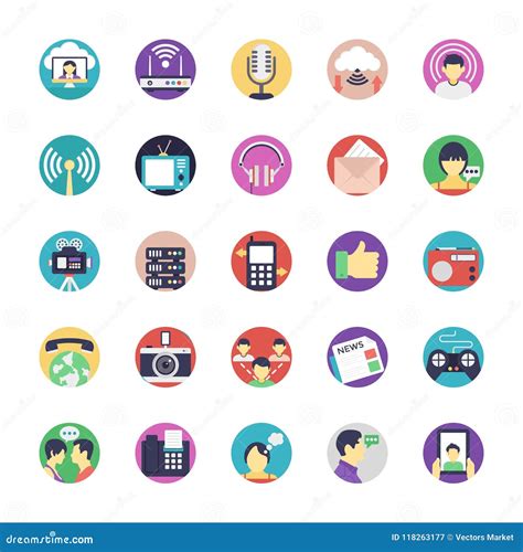 Communication Flat Icons Set Stock Illustration Illustration Of