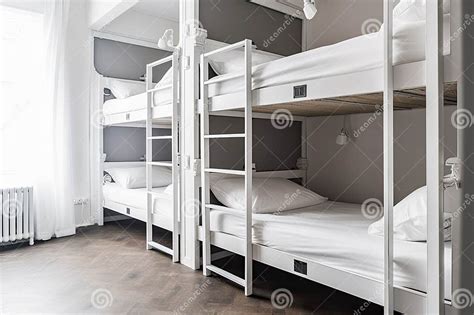 Hostel Dormitory Beds Arranged in Room. Generative AI Stock ...