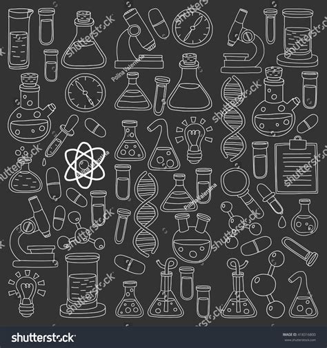 Chemistry Pharmacology Natural Sciences Vector Doodle Stock Vector