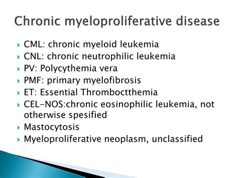 Ppt Chronic Myeloproliferative Disease Powerpoint Presentation Free Download Id 6912421