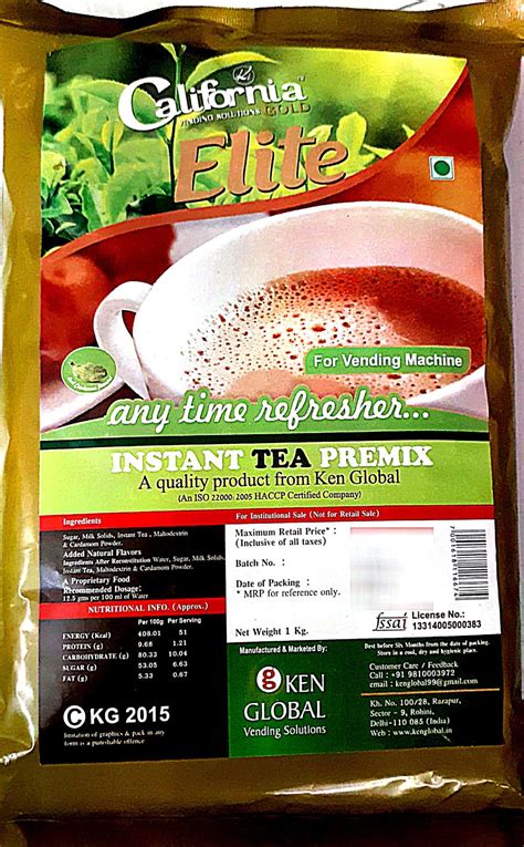 California Elite Cardamom Tea Premix Low Sugar 1 Kg Bhumee