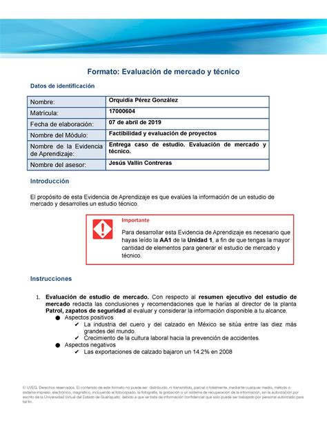 Entrega Caso De Estudio Evaluaci N De Mercado Y Formato