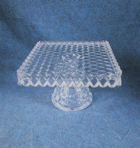 Vintage Fostoria American Square Pedestal Cake Stand With Rum Etsy Fostoria Pedestal Cake