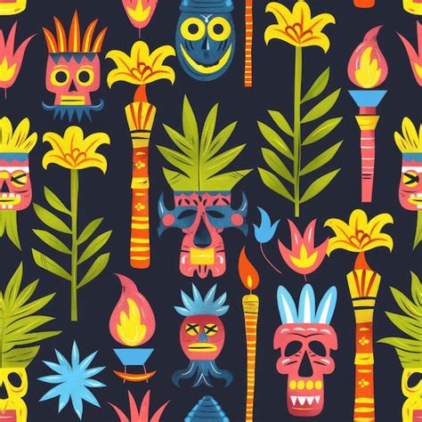 Premium Photo Simple Seamless Tropical Summer Themed Pattern Tiki