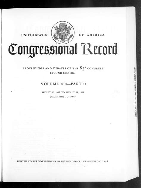 Congressional Record August 10 18 1954 Vol 100 Free Download