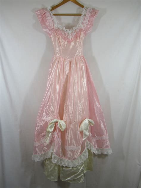 Vintage Gunne Sax Pink Satin Southern Belle Dress Junior Size 3