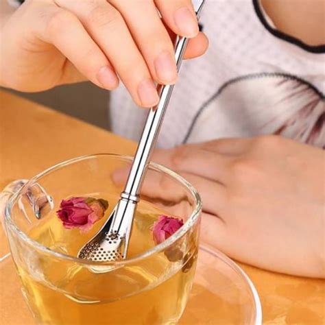 Frakin Stainless Steel Straw Drinking Spoon Straws With Filter Spoon Stirring Spoons Drinking