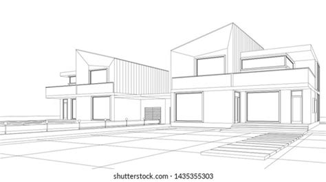 Modern House Sketch 3d Illustration Stock Vector Royalty Free 1435355249 Shutterstock