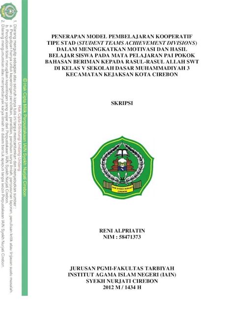 PDF PENERAPAN MODEL PEMBELAJARAN KOOPERATIF TIPE PAI Diperoleh