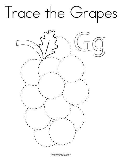 Trace The Grapes Coloring Page