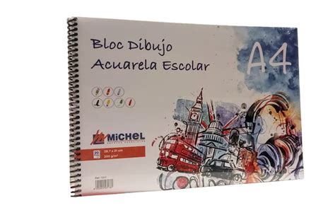 BLOC ESCOLAR PARA DIBUJO Y ACUARELA A4 200GR 20 HOJAS ESPIRAL Michel