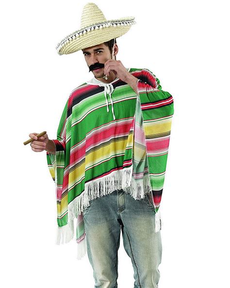 Csw25 Mexican Poncho Yellow Green Men Fancy Dress Costume Wild West Amigo Cowboy Ebay