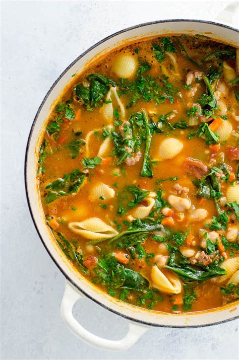 Italian Sausage Soup with White Beans and Spinach | Umami Girl