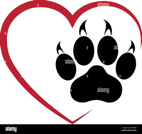 Heart And Cat Paw Cats Heart For Cats Vet Logo Stock Vector Image