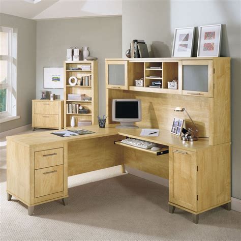 Desk Bush Somerset L Shaped Desk With Hutch Maple Home Office Furniture Sets Ikea Office