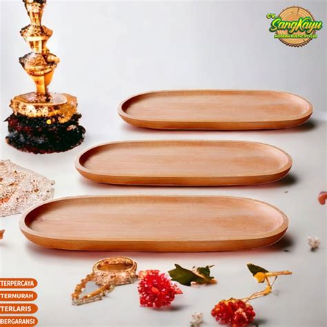 Jual Baki Nampan Kayu Oval Wooden Tray Plate Piring Kayu Nampan Saji