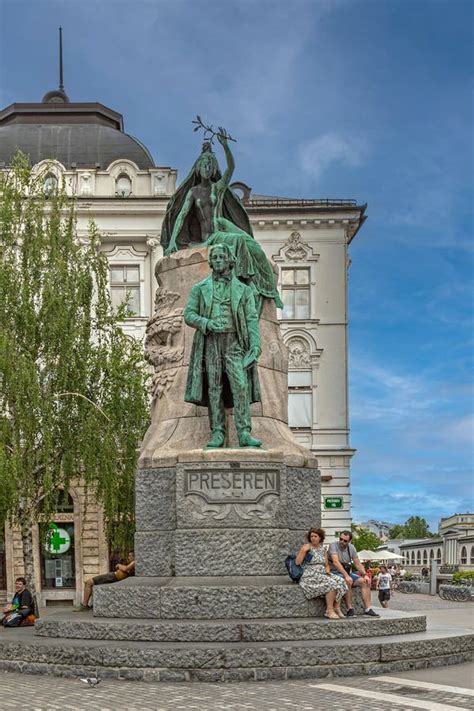 Statue of Poet France Prešeren Ljubljana Slovenia Editorial