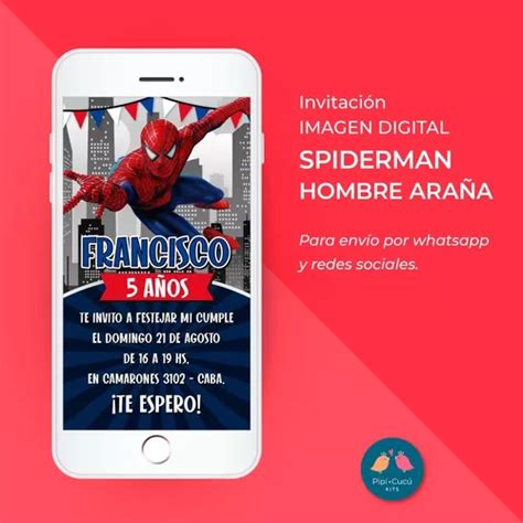 Invitación Virtual Imagen Digital Spiderman Hombre Araña en venta