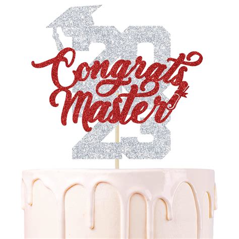 Red Glitter Congrats Master 2023 Cake Topper Mastered It Happy