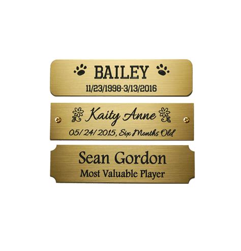 3 W X 34 H Custom Engraved Brass Plate