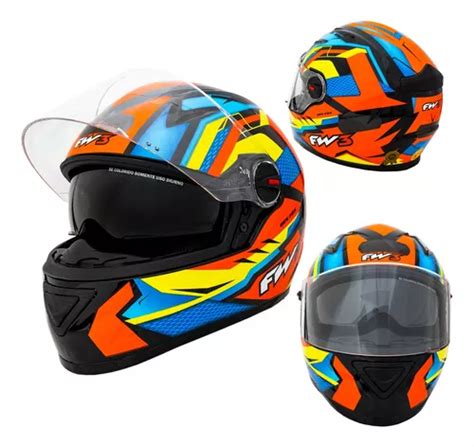 Capacete Moto Fechado Gtx Fox Fw Oculos Interno