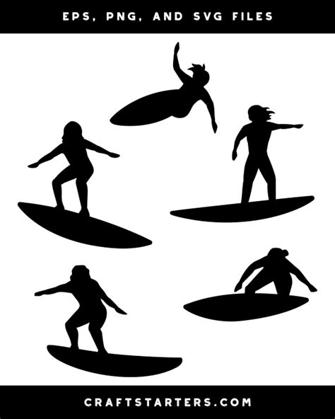 Surfer Girl Silhouette Clip Art