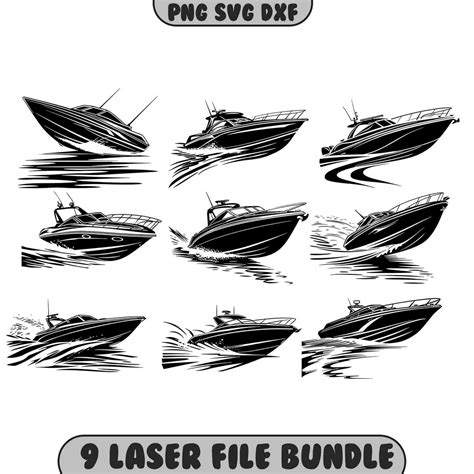 Speedboat Png Bundle Svg Dxf Laser Burn Wood Engrave Lightburn Laser