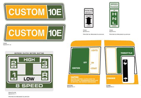 Sears Custom 10e Tractor Decals Vintage Reproductions