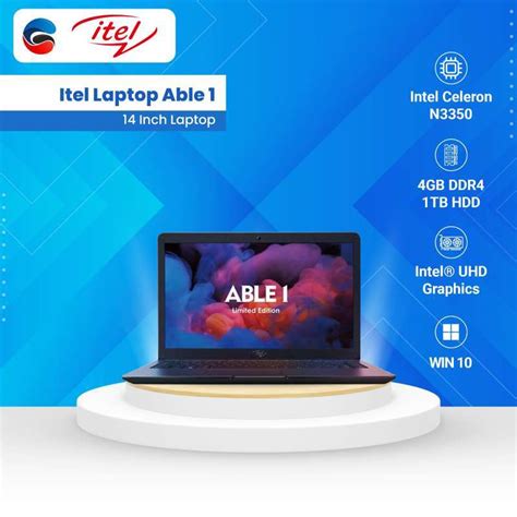 Promo Itel Laptop Able 1 Intel Celeron N3350 4gb 1tb Hdd W10h 14