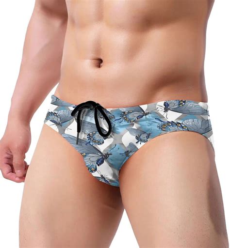 Gahaha Swim Briefs For Men Butterflies Wild Insect Swimming Suits Low