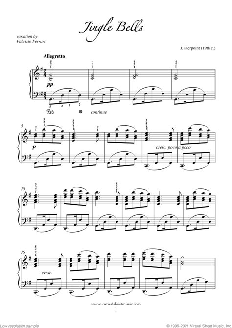 Free Advanced Jingle Bells Sheet Music For Piano Solo Pdf