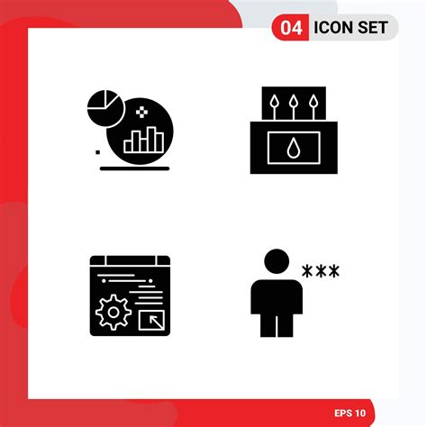 satz von 4 modernen ui-symbolen symbole zeichen für die analyse