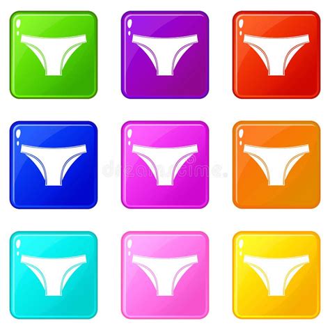 Female Cotton Panties Icons 9 Set Stock Vector Illustration Of Color Lingerie 96159011