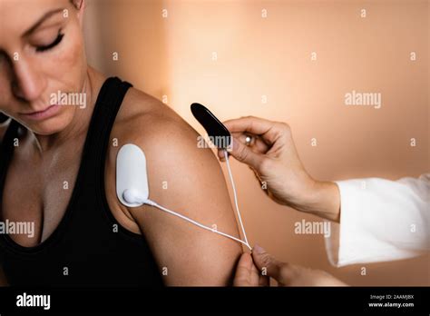 Physical Therapy With Tens Machine Stock Photo Alamy